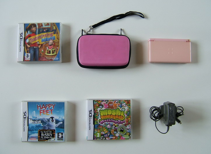 Konsola Nintendo DS Lite + gry +futerał +zasilacz