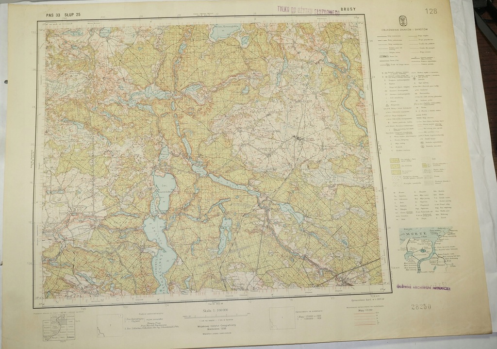 54. Mapa WIG 1938r. BRUSY PAS 33 SŁUP 25