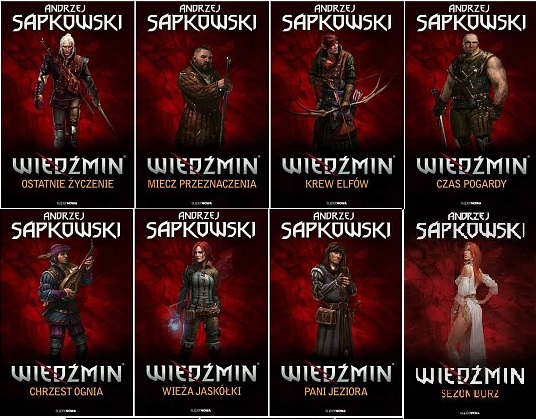 SAPKOWSKI - WIEDZMIN - KOMPLET 8 TOMOW - CZERWONE