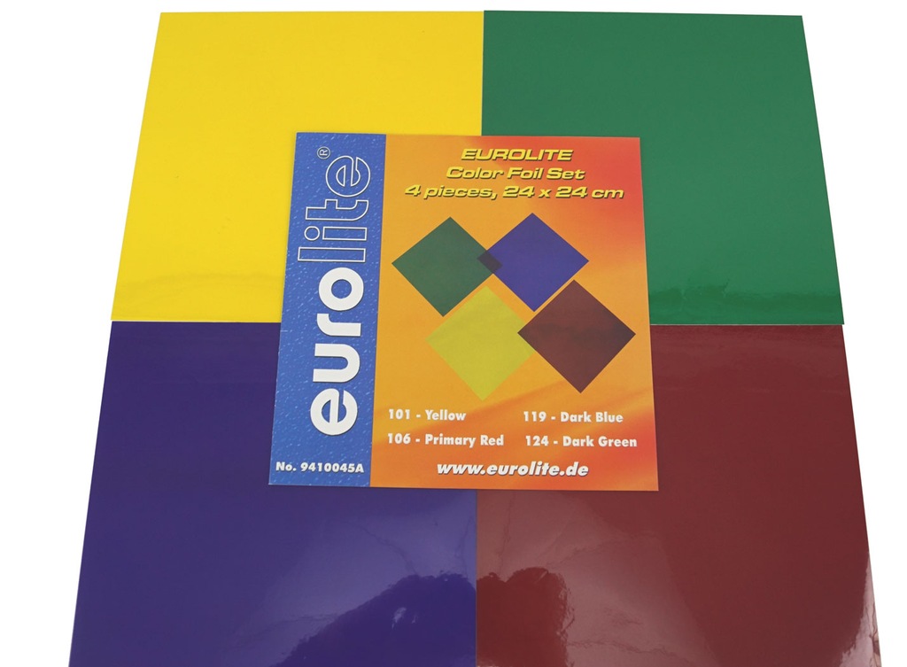 Filtry Folia PAR 64 24x24cm 4 kolory SET Eurolite