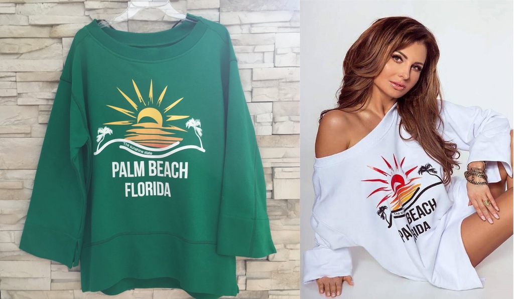 By o la la ZIELONA bluza PALM BEACH ONE SIZE