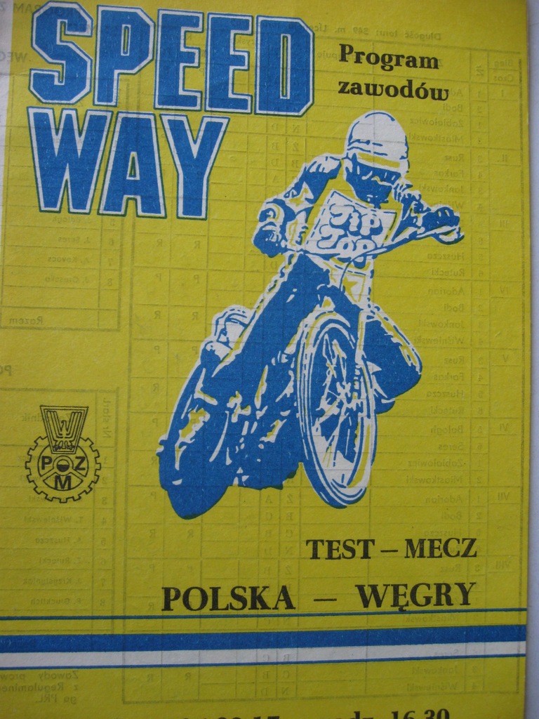 ŻUŻEL Program Test Mecz POLSKA - WĘGRY  1985