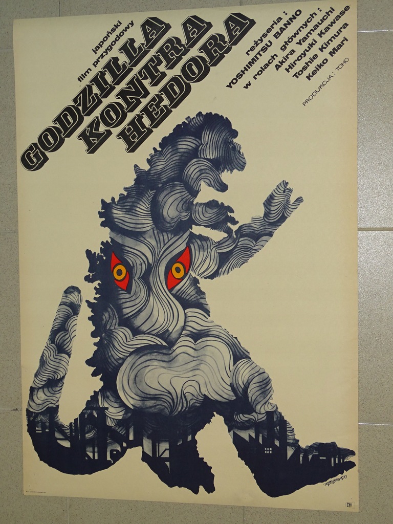PLAKAT KINOWY FILM ORYGINAŁ GODZILLA KONTRA HEDORA