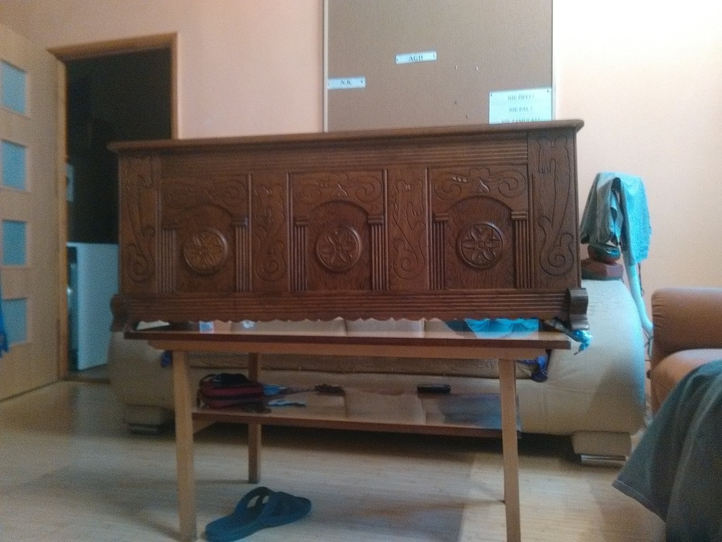 Skrzynia / kufer drewniana, duża, zdobiona, 120cm