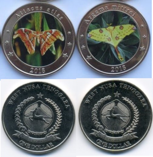 WEST NUSA 2018 motyle kolor zestaw 2 monet