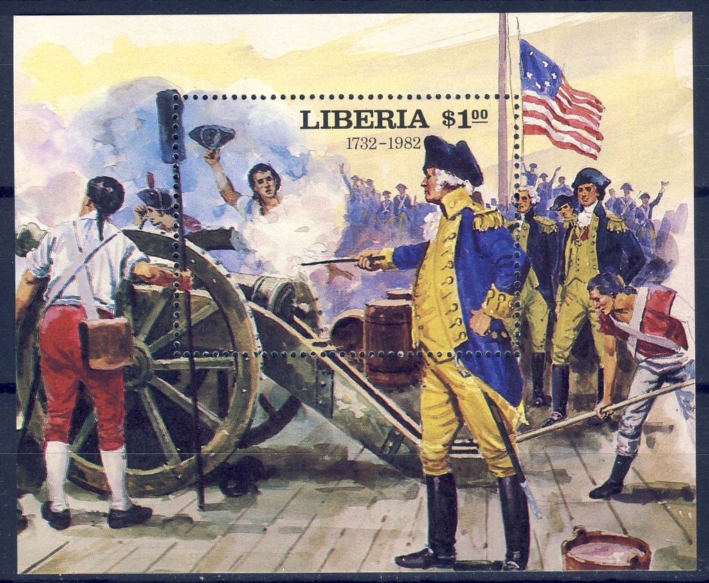 LIBERIA** Mi bl.102 Malarstwo,Bitwa pod Yorktown