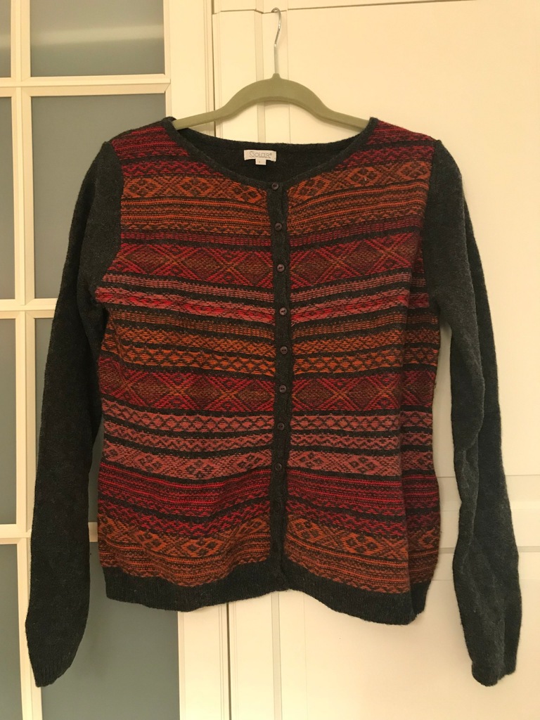 SOLAR r.L 100% wełna sweter azteckie wzory