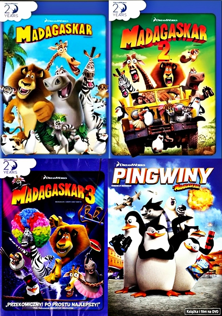 MADAGASKAR 1+2+3+ PINGWINY Z MADAGASKARU  FOLIA !
