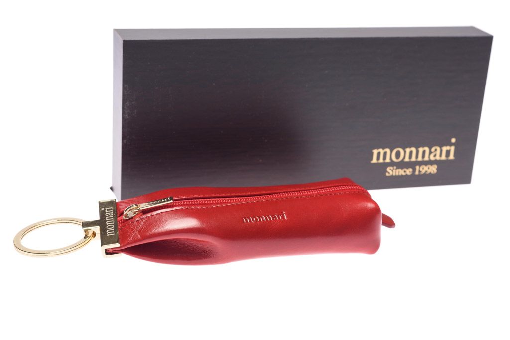 MONNARI - SKÓRZANE CZERWONE ETUI NA KLUCZE