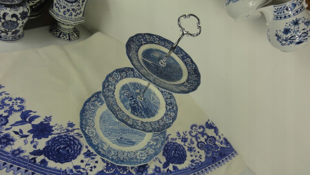 PALISSY river scenes ETAŻERKA PORCELANA ANGIELSKA