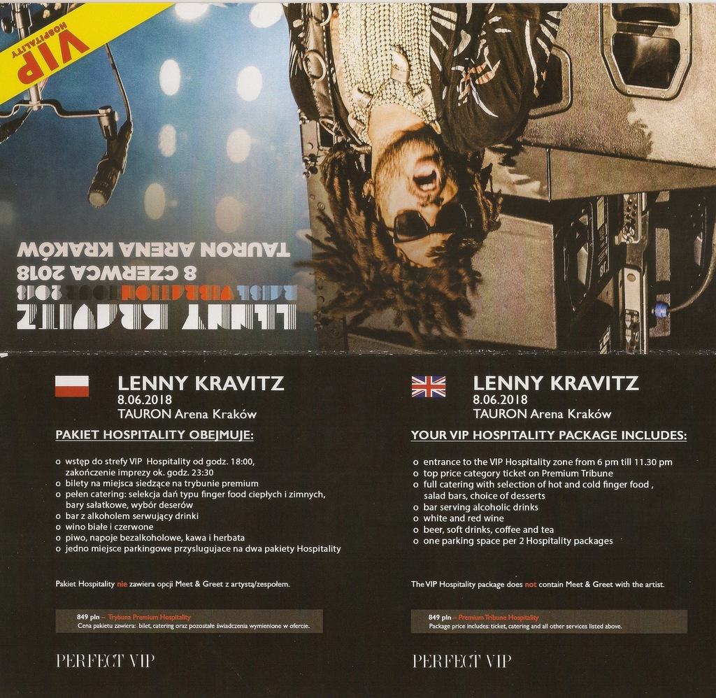 Bilet VIP Hospitality Lenny Kravitz Kraków 8.06.18