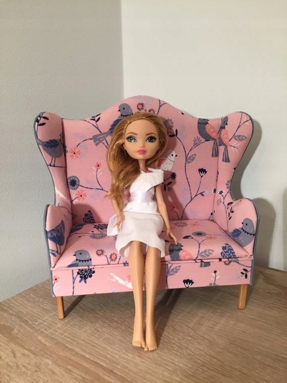 Mebelki dla lalek, Barbie, Sofa, Kanapa, domek