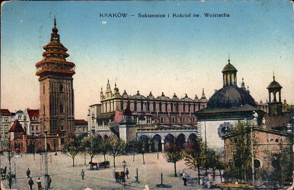KRAKÓW - SUKIENNICE I KOŚCIÓŁ ŚW. WOJCIECHA - 1916