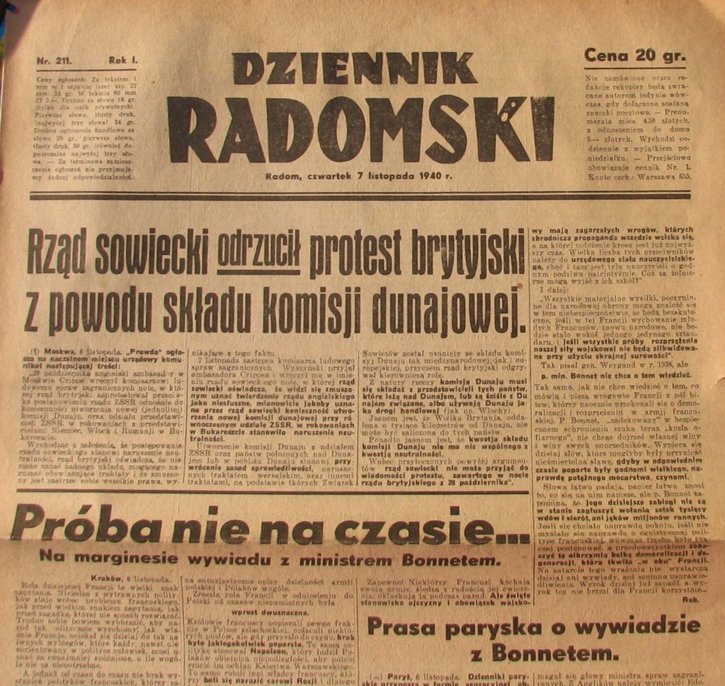G.G. Dziennik Radomski 1940 Nr 211
