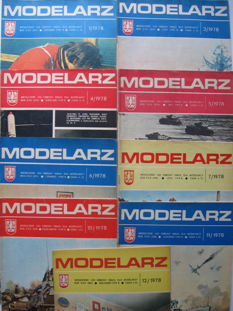 MODELARZ Samoloty Łodzie Statki PLANY 9 szt. 1978