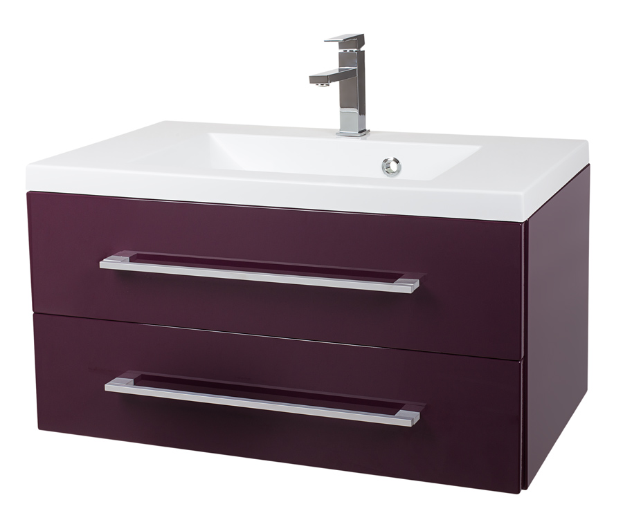 UMYWALKA CLEVER 80 + SZAFKA MDF BAKŁAŻAN LAKIER 80
