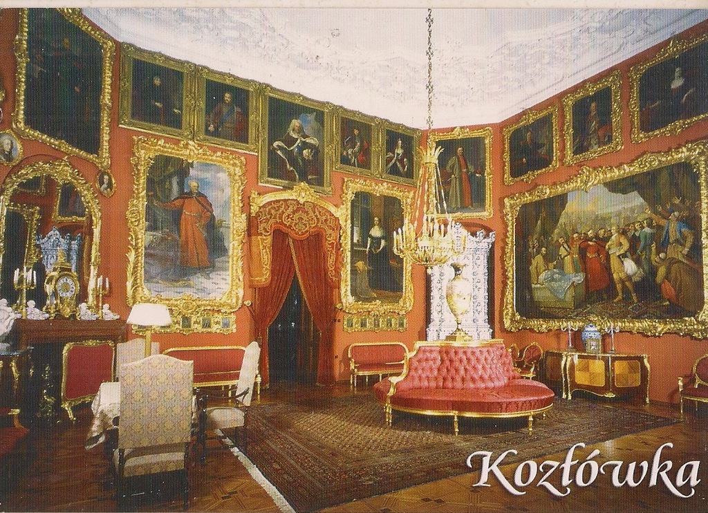 pocztówka KOZŁÓWKA Pałac Zamoyskich Salon Czerwony