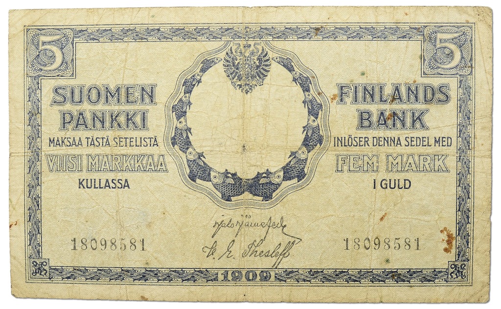 30.Finlandia, 5 Markkaa 1909 (1917), P.19B, St.3