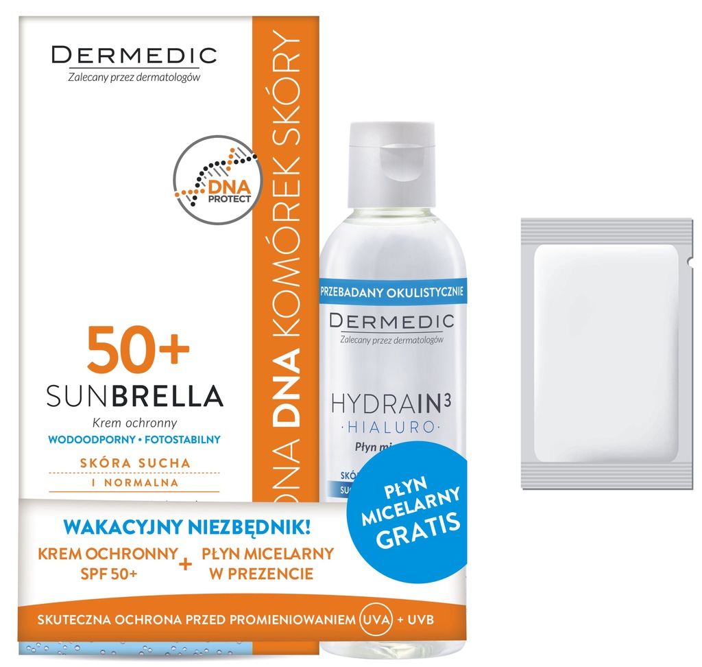 DERMEDIC SUNBRELLA SPF50 KREM OCHR + PŁYN HYDRAIN3