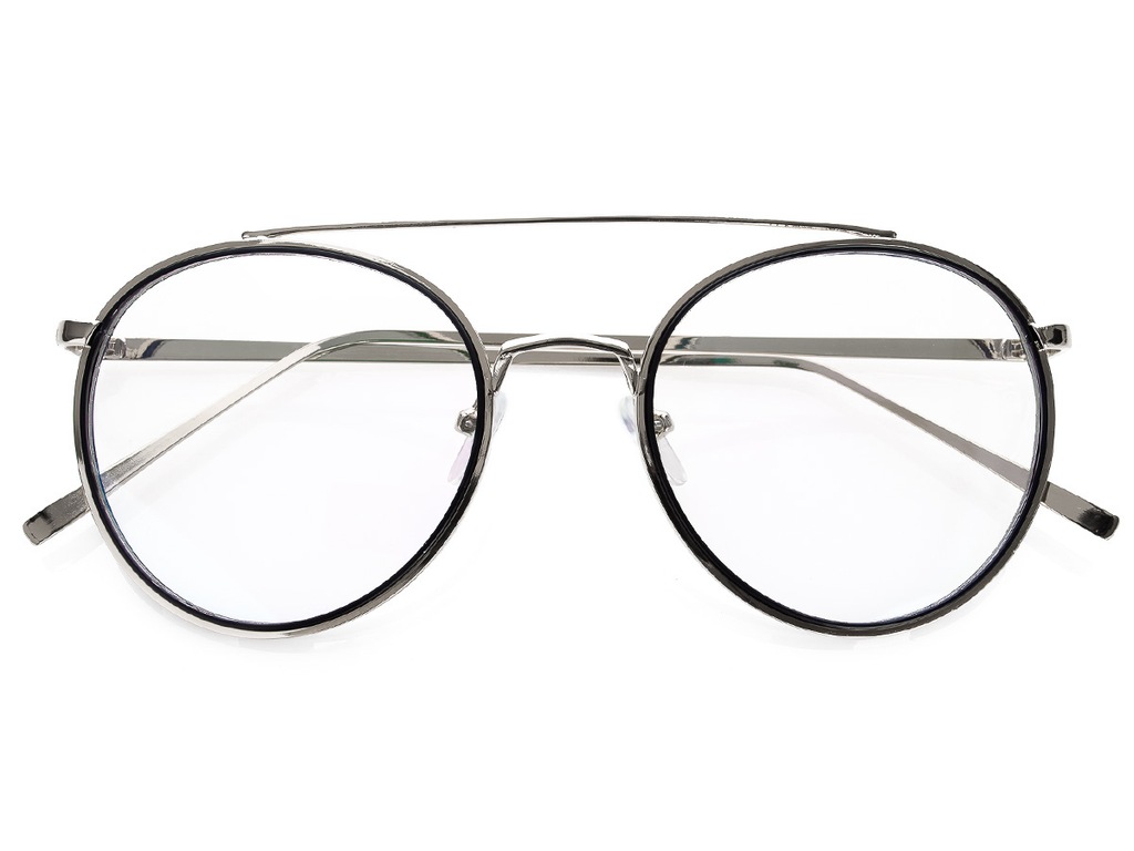 Metalowe okulary owalne zerówki retro antyrefleks