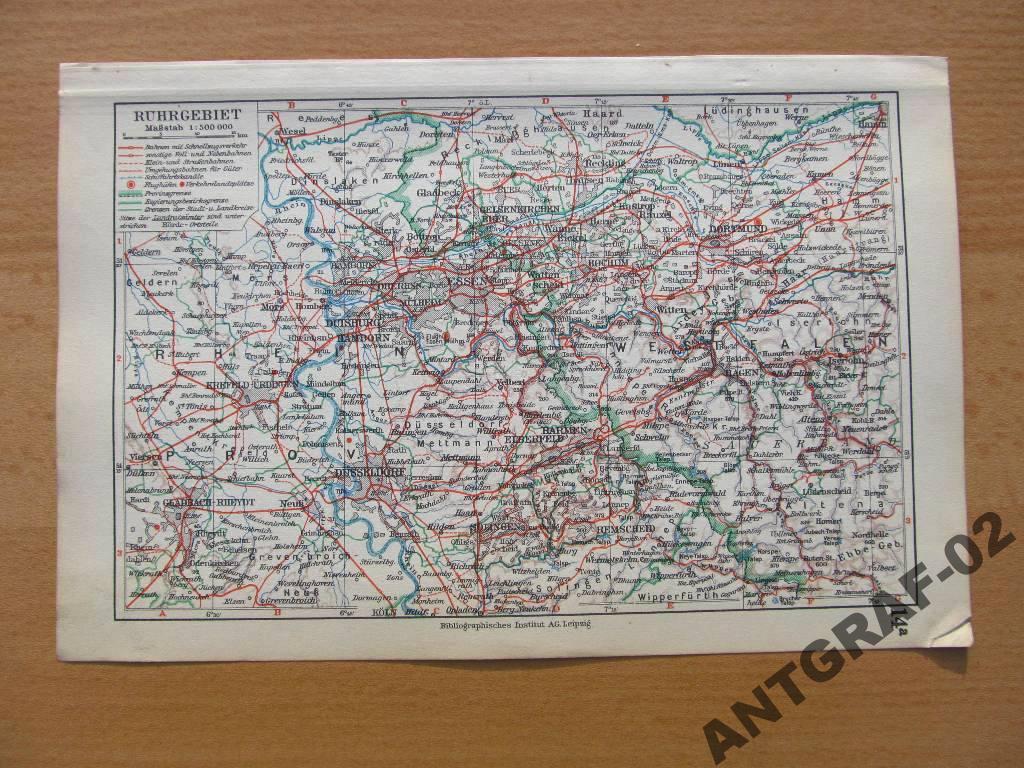 NIEMCY ZAGŁĘBIE RUHRY mapa z 1931 r.