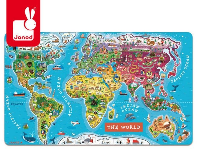 Janod - Puzzle magnetyczne Mapa świata