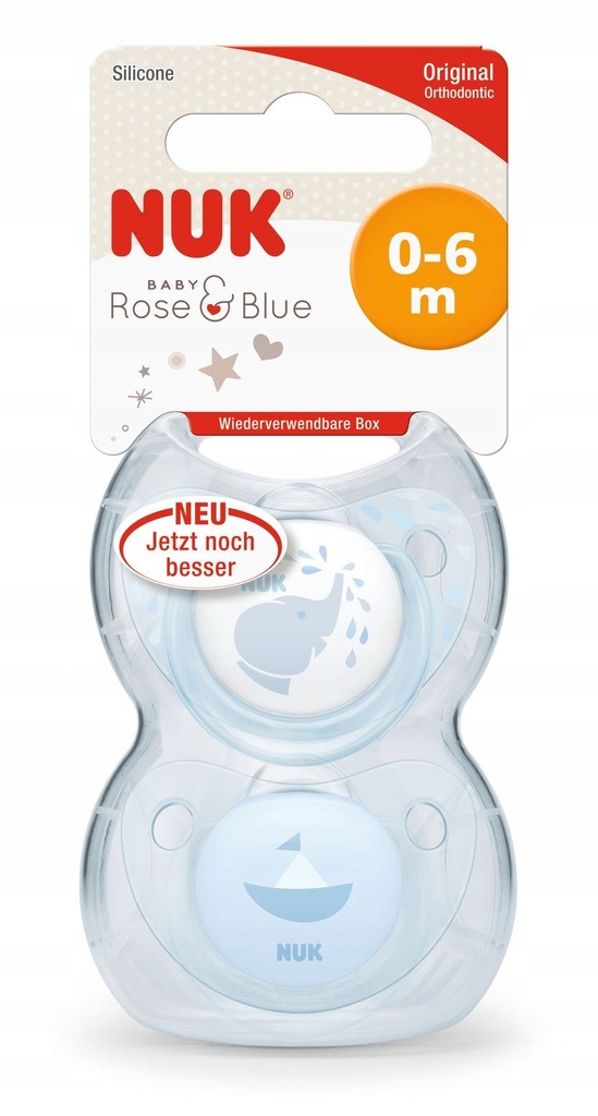 NUK 730132 Smoczek 0-6m BABY BLUE silikon 2szt pud