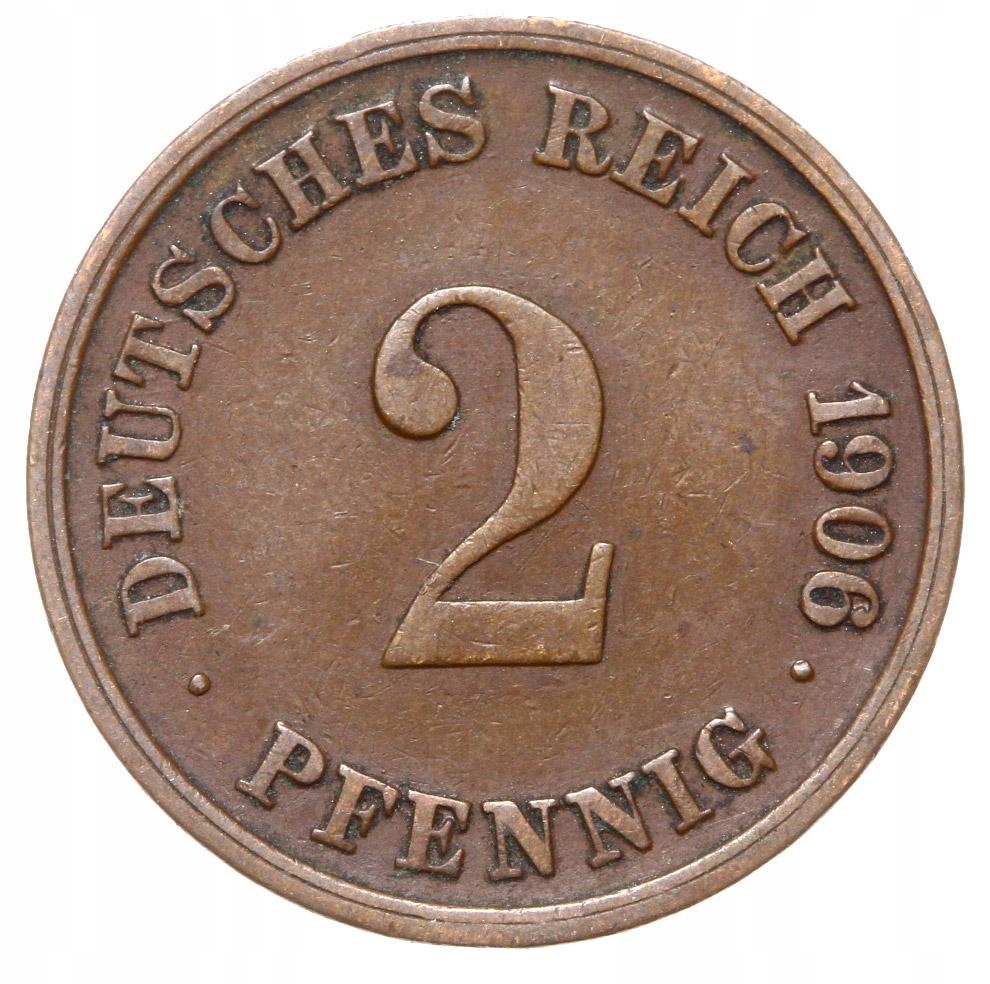 Niemcy - moneta - 2 Pfennig 1906 G - RZADKA !