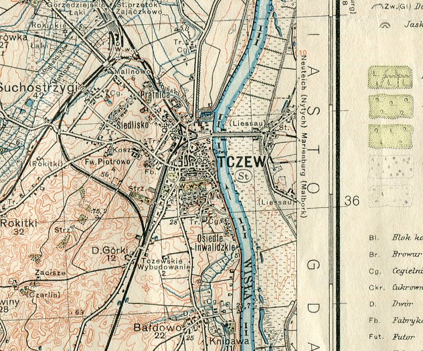 TCZEW / SKARSZEWY :: mapa wojskowa WIG : 1935