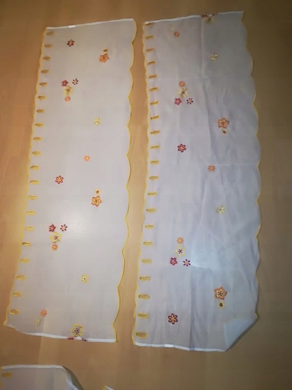 zazdroski firany Tchibo do kuchni 60cm + 121 cm
