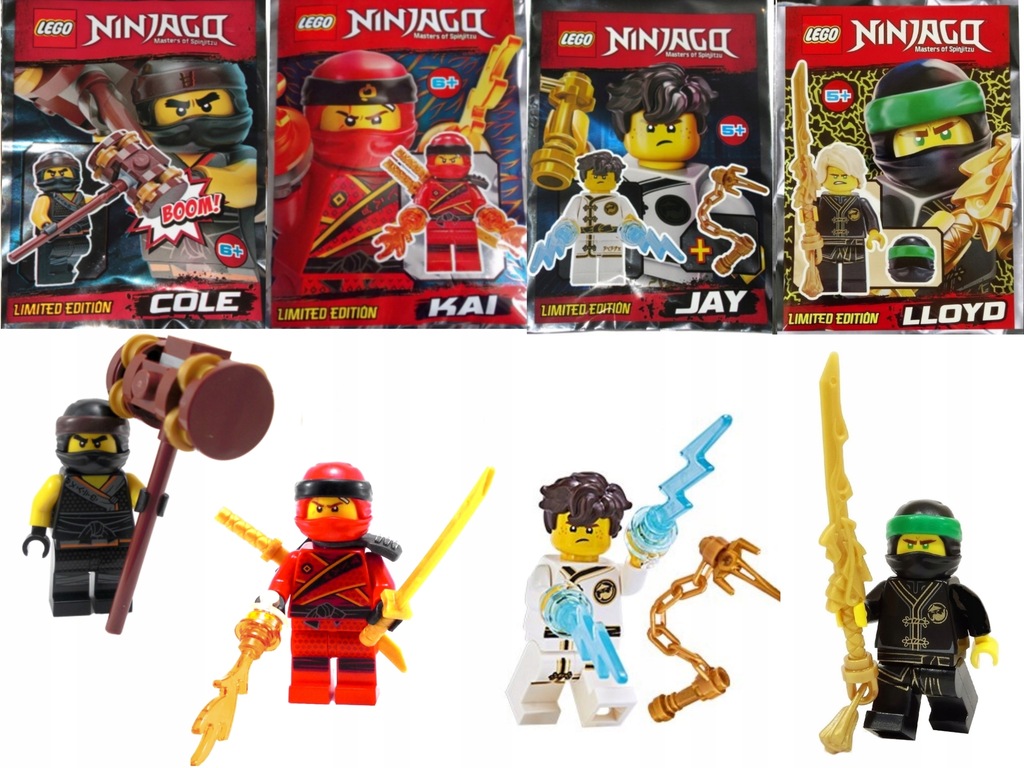 LEGO Ninjago - 4 X Figurka - Cole Kai Jay Lloyd !