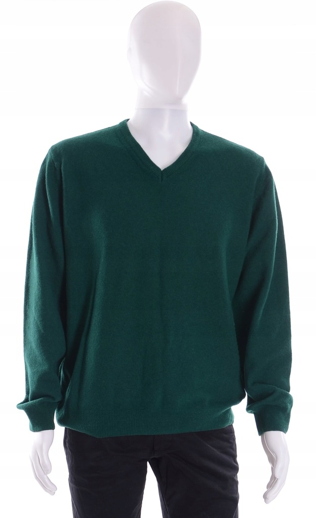 BYTOM wełniany sweter męski w serek zielony L