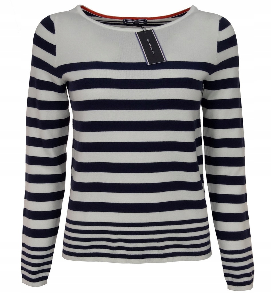 TOMMY HILFIGER sweter damski, biało-granatowy S