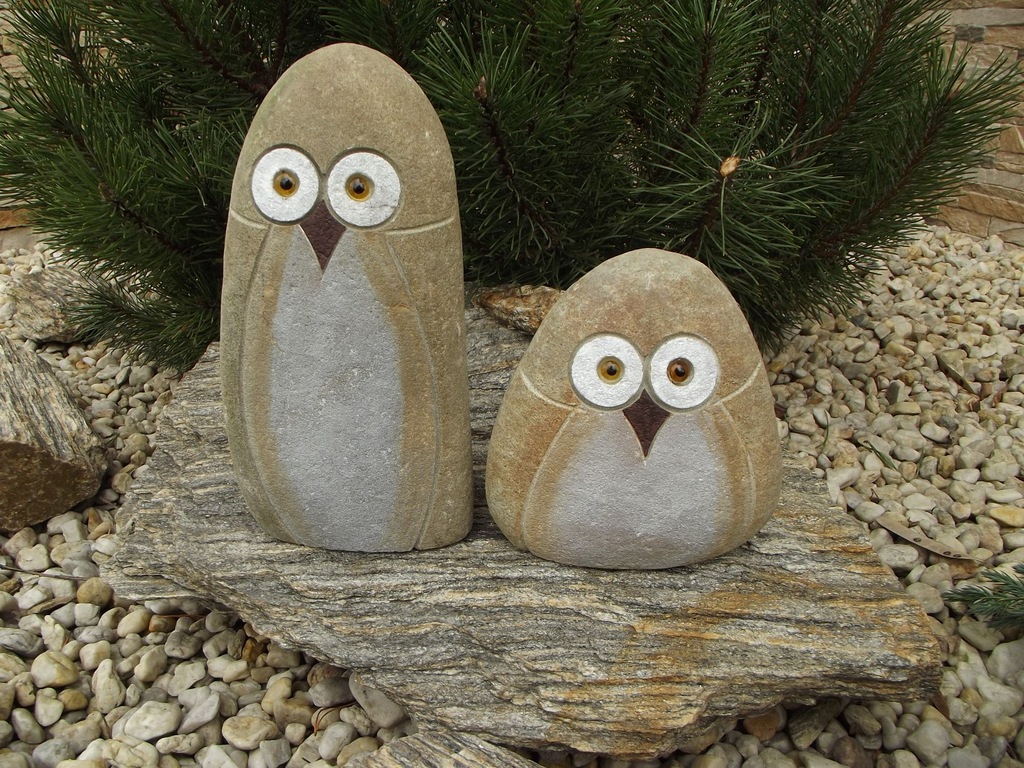 Sowa kamienna duża, do ogrodu, domu na prezent - 6838457957 - oficjalne