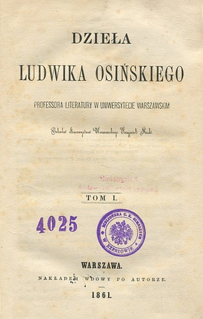 Ludwik Osiński DZIEŁA TOM Y 1-4 wyd.1861-1862