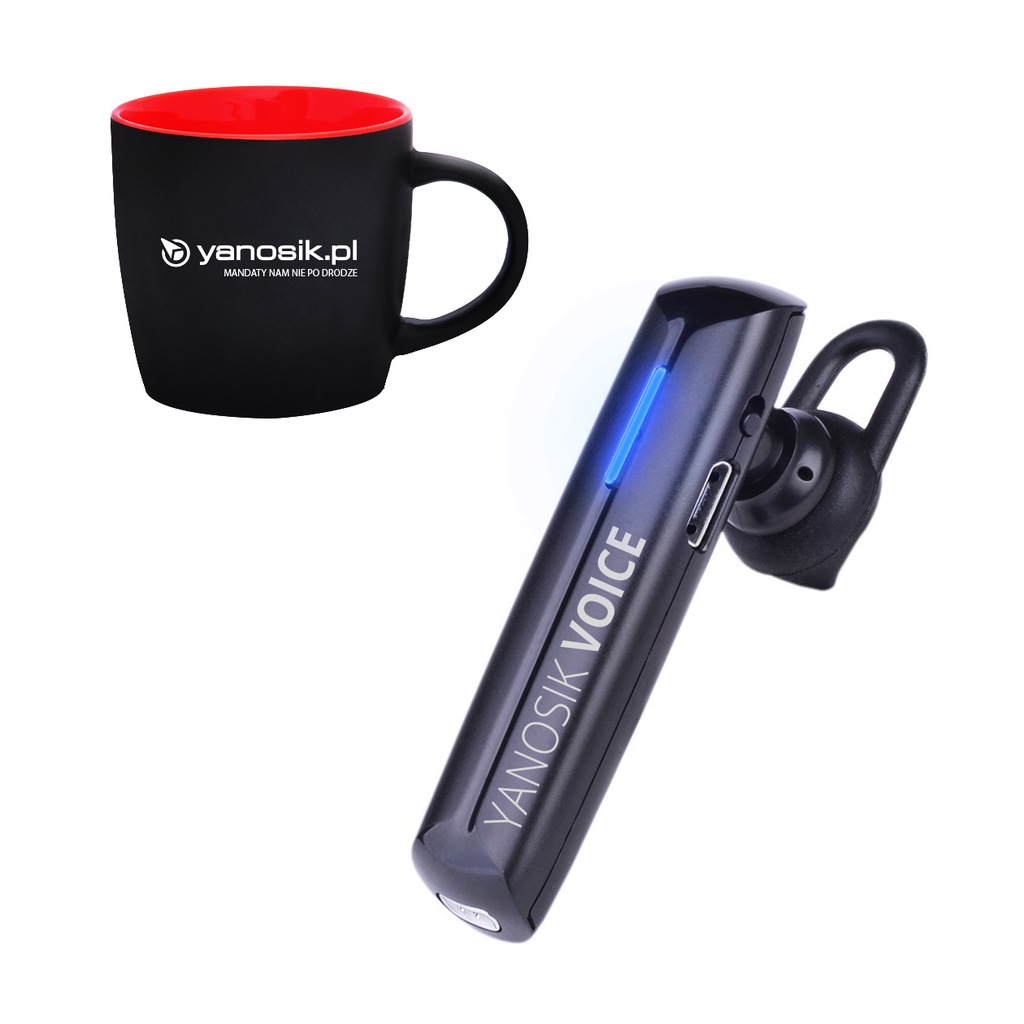Yanosik Voice + kubek, słuchawka bluetooth