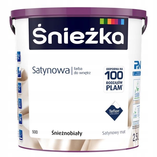 Śnieżka Satynowa 2,5L 500 śnieżno-biały BIAŁA farb