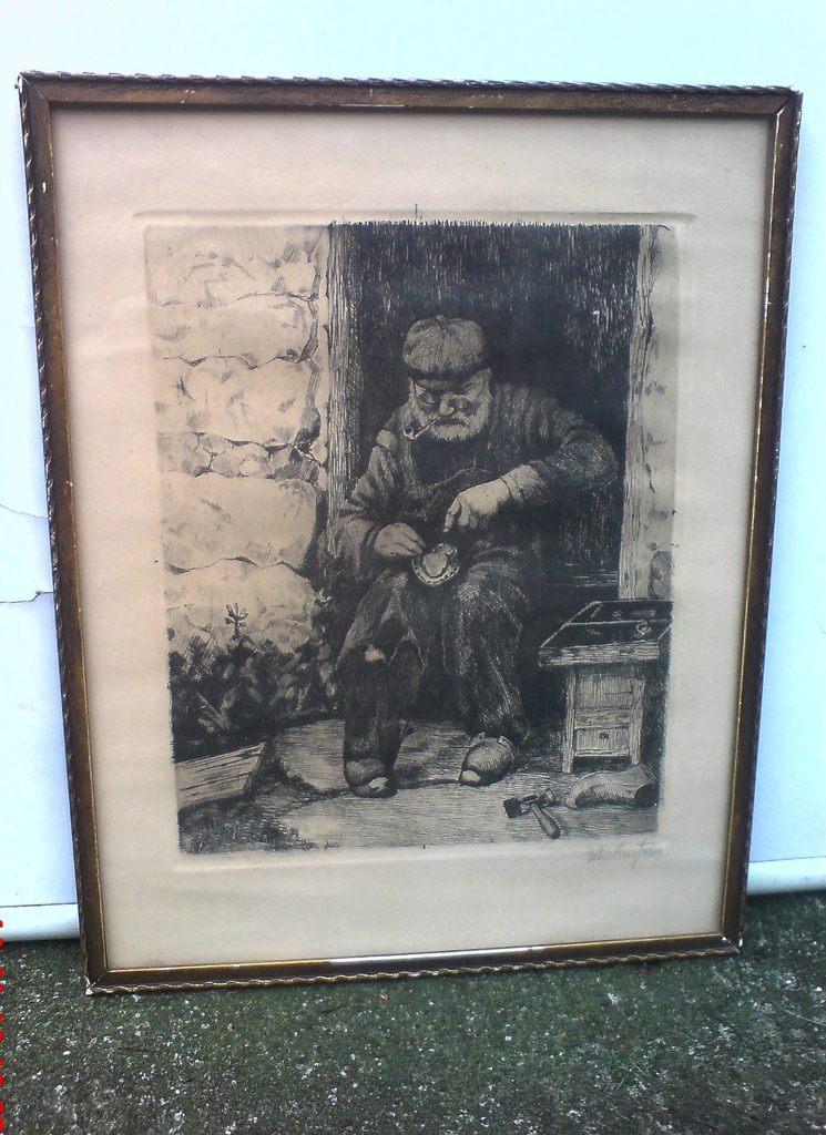 Stara GRAFIKA miedzioryt / SZEWC portret