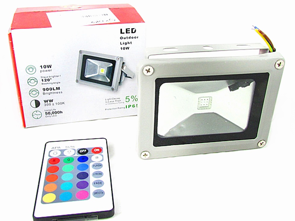 LAMPA HALOGEN LED SMD 10W RGB + BIAŁY + PILOT
