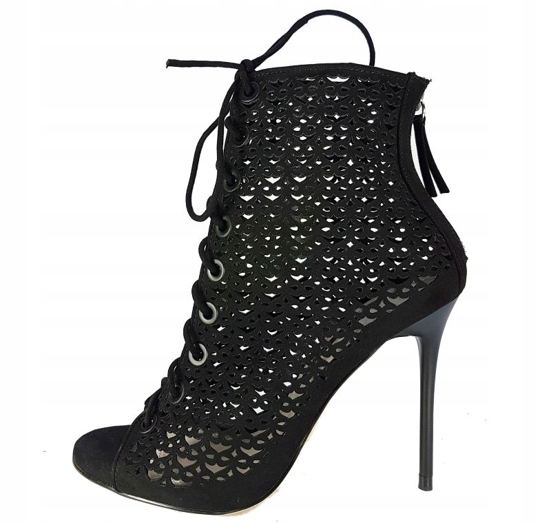 ZARA ZABUDOWANE SZPILKI BOTKI ZAMSZOWE OPEN TOE 39