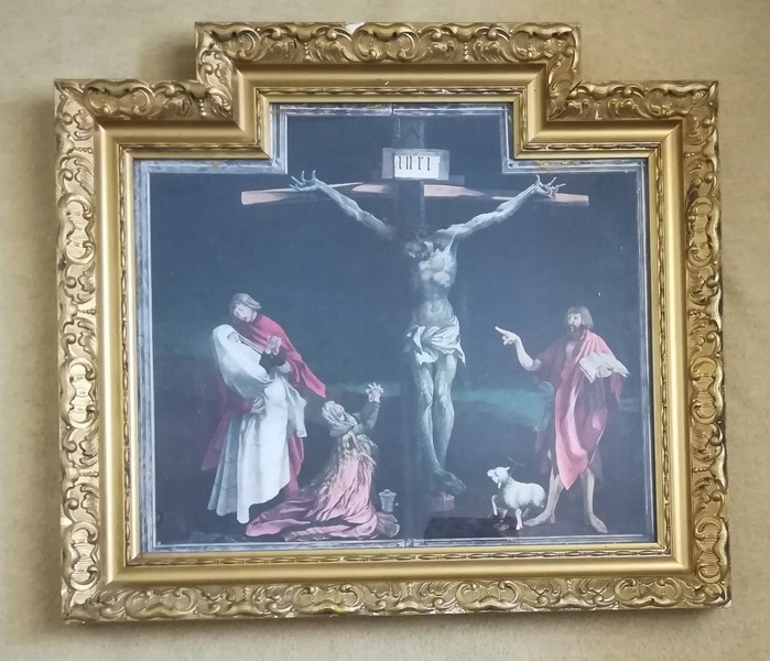 OBRAZ ŚMIERĆ JEZUSA NA KRZYŻU, ZŁOTA, PIĘKNA RAMA