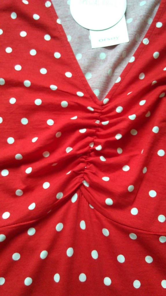 Orsay - rozkloszowana sukienka w grochy, czerwona