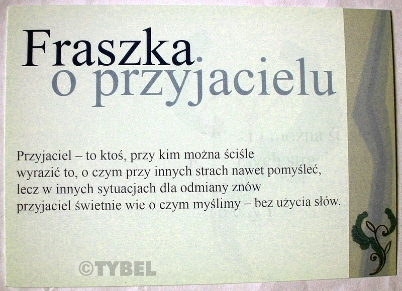 Pocztówka z wierszem Fraszka o przyjacielu M.Urban