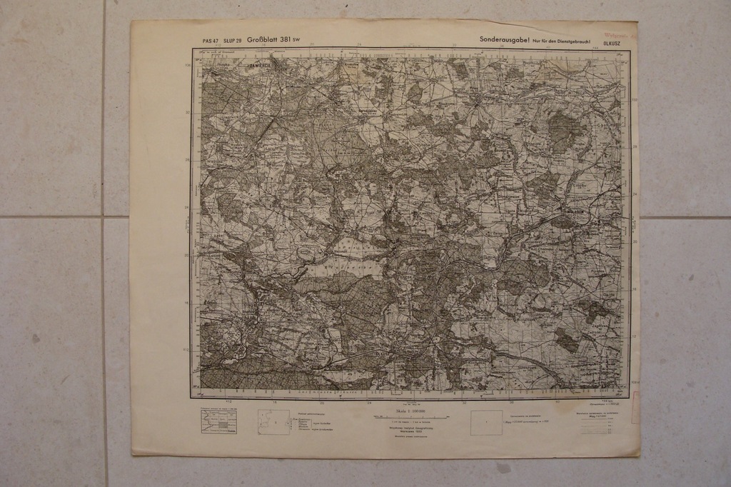 OLKUSZ WOLBROM ZAWIERCIE SŁAWKÓW przedw. MAPA 1933