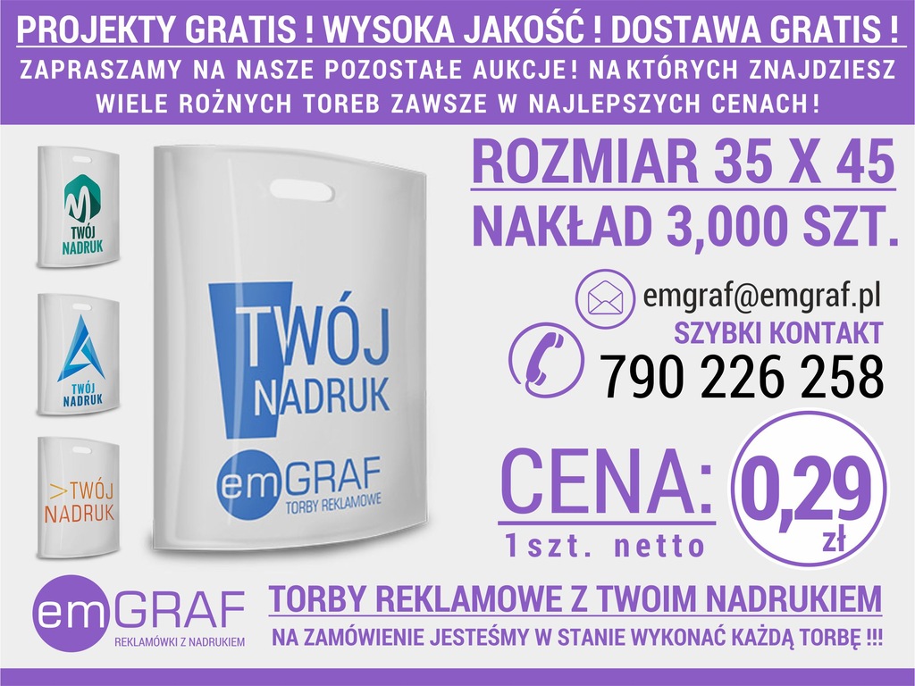 REKLAMÓWKI TORBY FOLIOWE Z NADRUKIEM 3,000 SZT.!!!