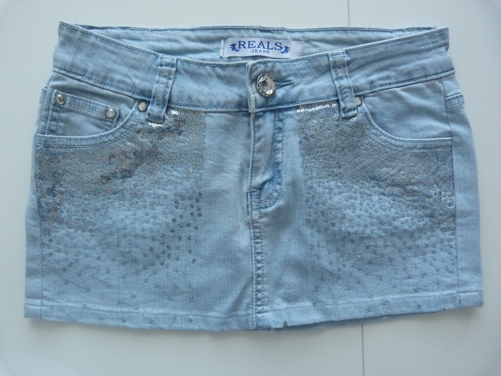 Cekiny mini spódniczka jeans s 36 m gratis zestaw
