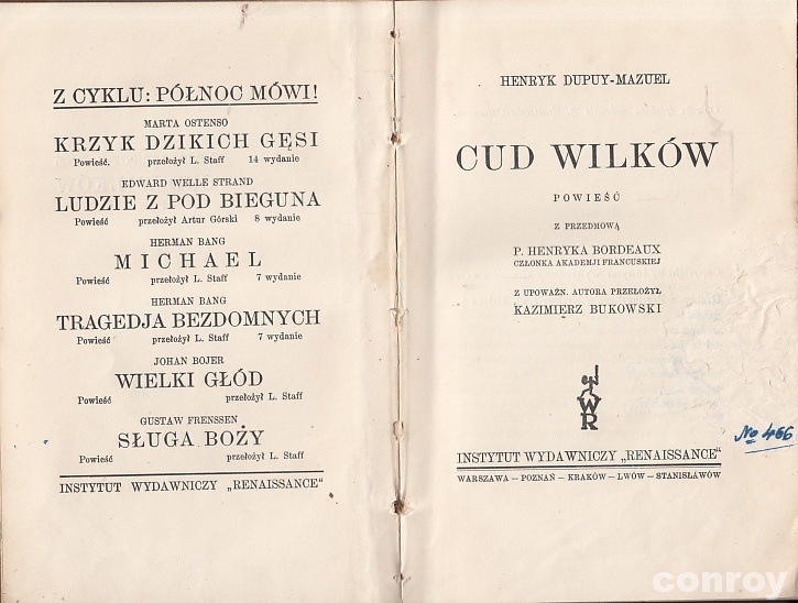 Dupuy-Mazuel - Cud Wilków - wyd.1930