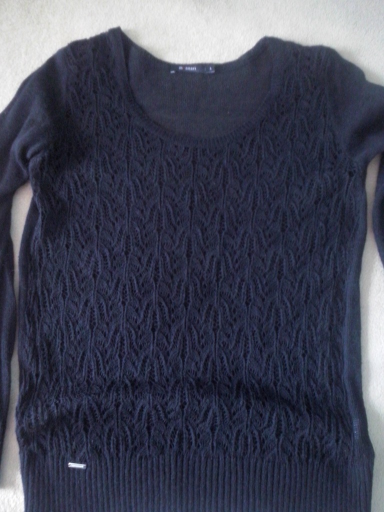 MONNARI czarna bluzka swetrowa, żakardowa r. L