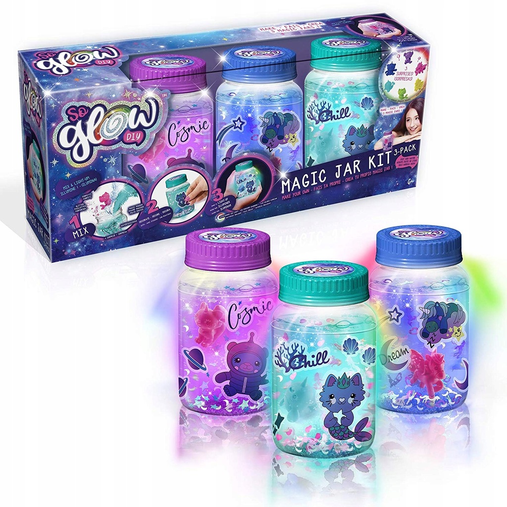 So glow Diy Magiczne Słoiczki świecące 3 szt Slime