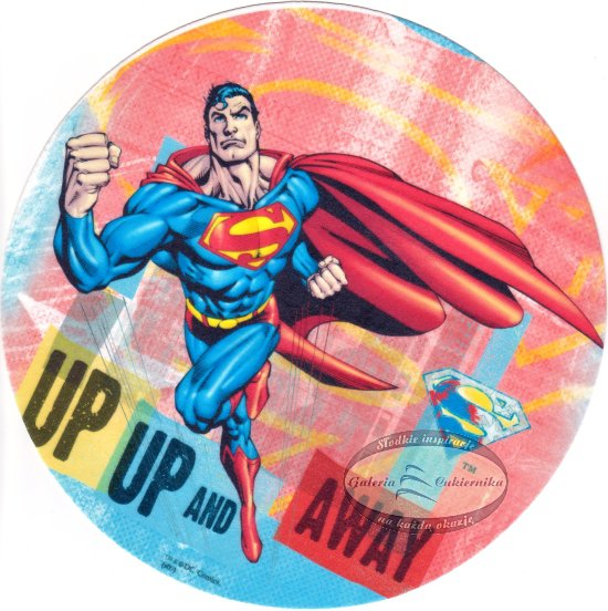 Kardasis opłatek na tort okrągły Superman Up